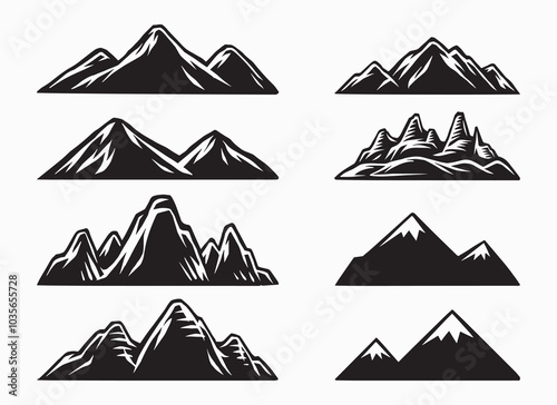 Set of mountain silhouette vector illustration