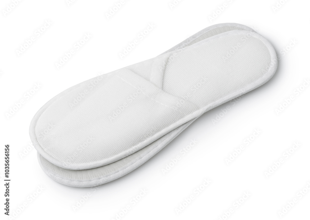 Pair of white disposable textile slippers