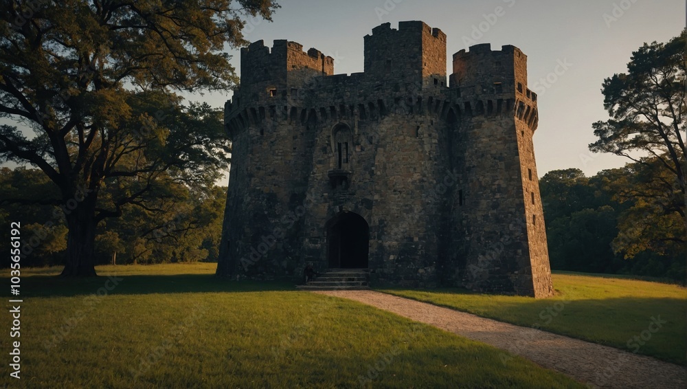 An ancient archer tower standing tall showcases the beauty of medieval architecture An ancient archer tower standing tall showcases the beauty of medieval architecture