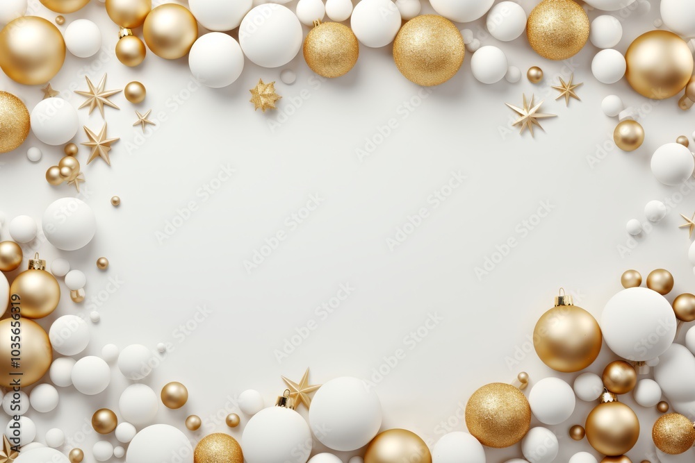 Elegant Christmas Background With Gold and White Ornaments