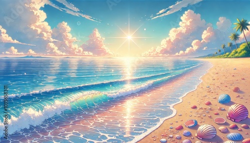 Beautiful beach full of shells