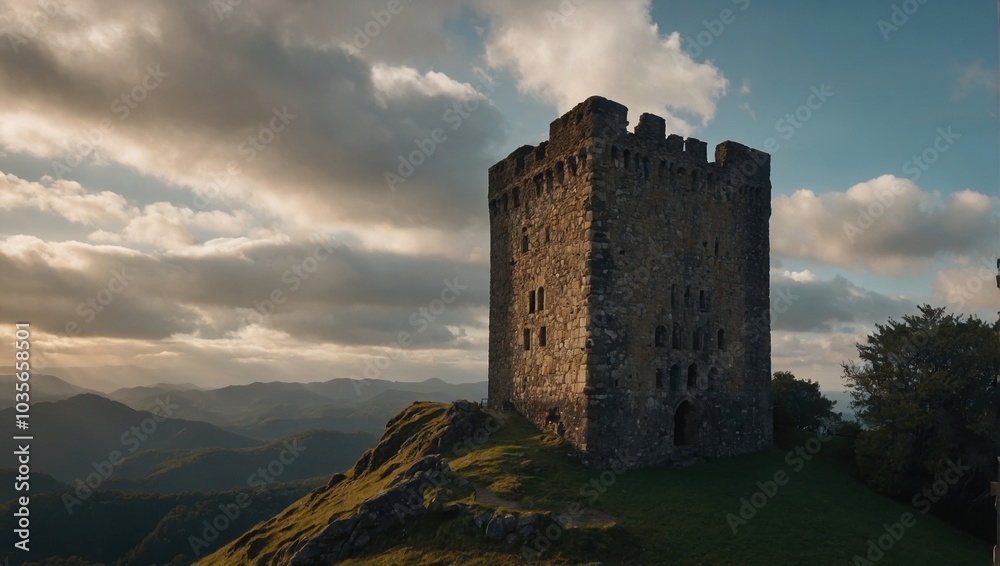 An ancient archer tower with intricate carvings tells stories of a glorious past An ancient archer tower with intricate carvings tells stories of a glorious past