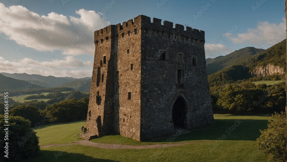An ancient archer tower with intricate carvings tells the stories of its heroic past An ancient archer tower with intricate carvings tells the stories of its heroic past