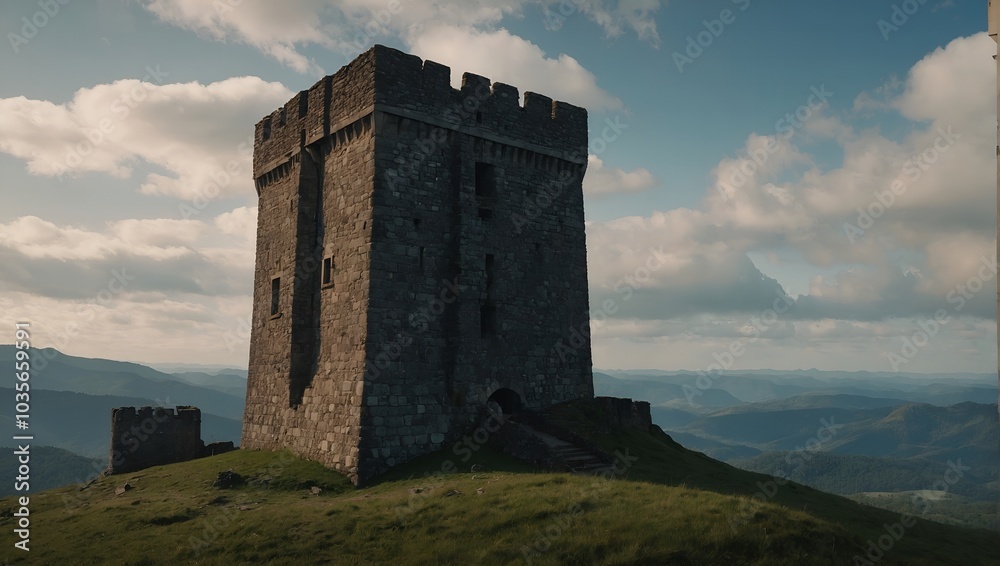 An ancient archer tower with weathered stones and history An ancient archer tower with weathered stones and history