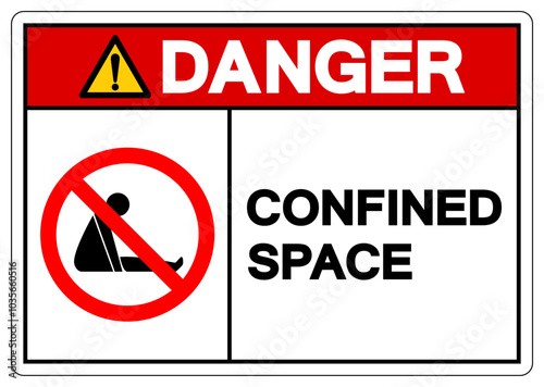 Danger Confined Space Symbol Sign ,Vector Illustration, Isolate On White Background Label. EPS10