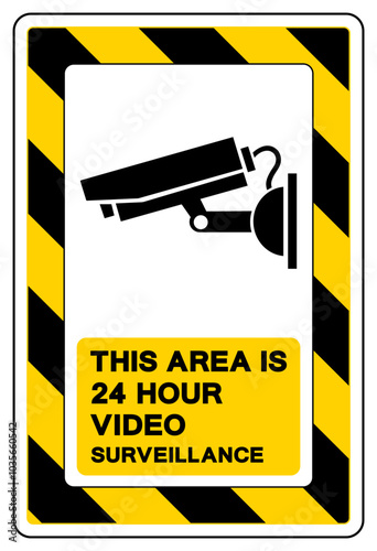 This Area Is 24 Hour Video Surveillance Symbol Sign, Vector Illustration, Isolate On White Background Label. EPS10