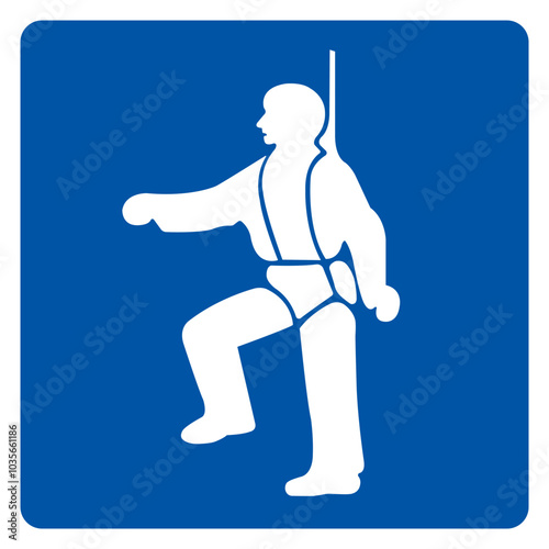 Safety Harness Must Be Worn Symbol Sign,Vector Illustration, Isolated On White Background Label. EPS10