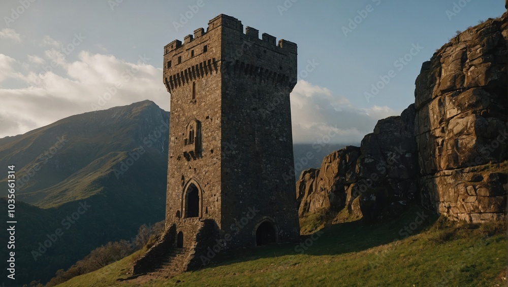 An artist's rendering of a fantastical archer tower nestled within a magical forest full of enchantment An artist's rendering of a fantastical archer tower nestled within a magical forest full of enchantment