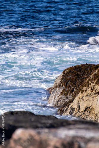 waves crashing on rocks