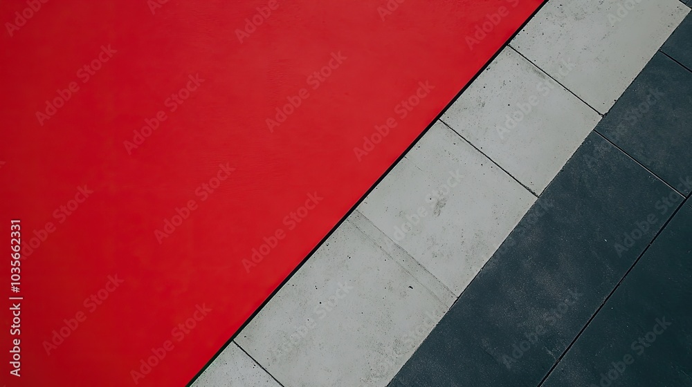Fototapeta premium A minimalist red diagonal background with smooth textures and clean lines, creating a dynamic abstract look.