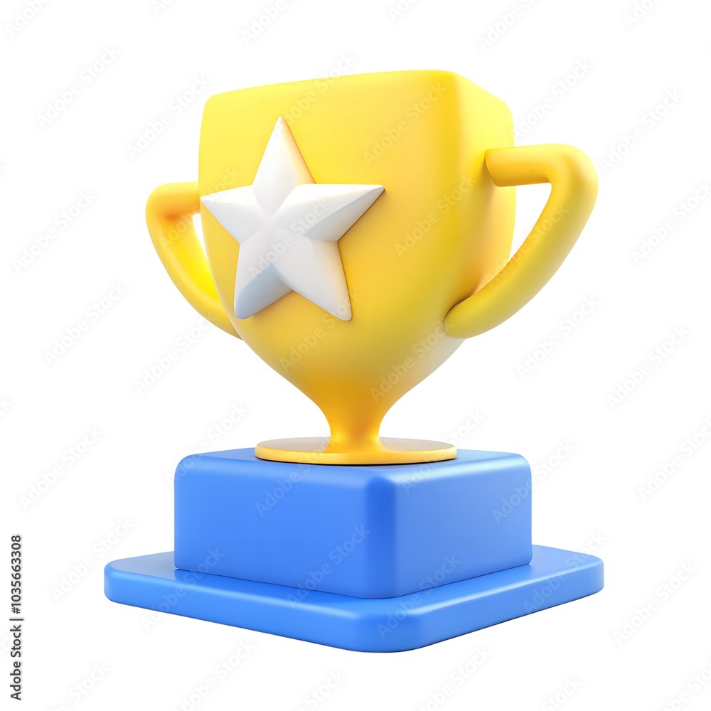 3D Yellow Trophy with Handles 3D Yellow Trophy with Handles