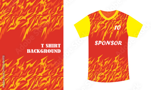 Yellow and red sublimation garments stripes textile pattern jersey with mockup cycling basketball volleyball cricket running racing tournament jersey vector editable