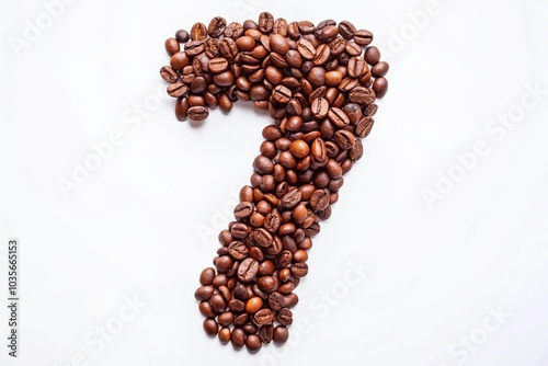 Coffee Beans Number 7 on Clear Background - Perfect for Culinary and Coffee Lovers