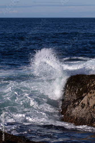 waves breaking on rocks