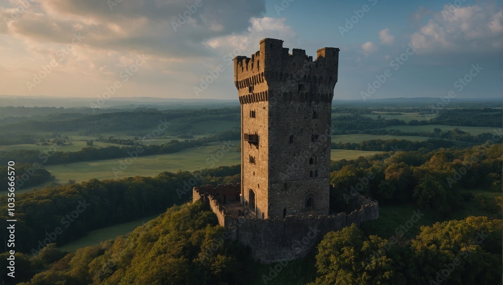 An enchanting archer tower framed by trees creates a stunning visual experience An enchanting archer tower framed by trees creates a stunning visual experience
