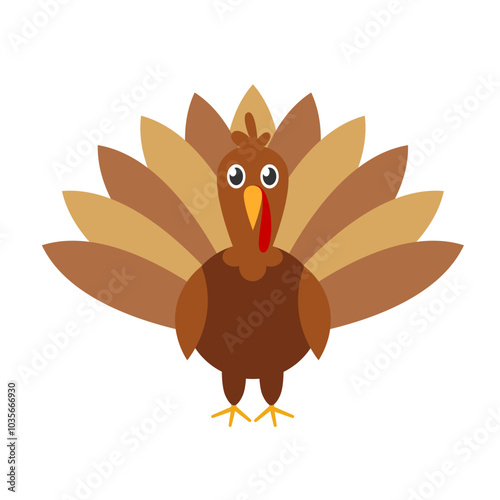 Happy thanksgiving cartoon. Roast turkey for thanksgiving, digital art illustration.