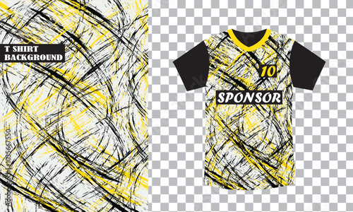 Abstract yellow black white sports wear sublimation garments stripes textile pattern jersey with mockup cycling basketball volleyball cricket running racing tournament jersey vector editable