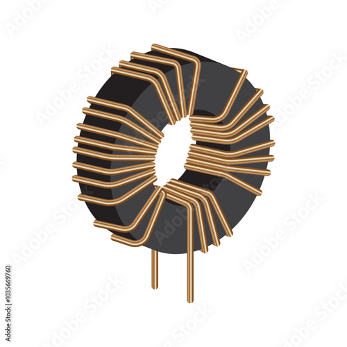 Realistic coil inductors isolated on white background. Vector illustration EPS 10.