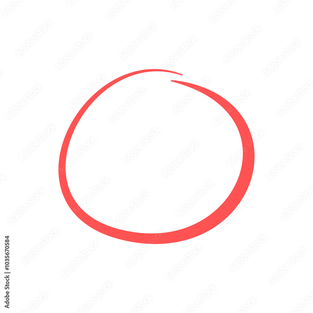 Hand drawn red circle mark. Emphasis, check, important concepts. Flat decorative vector design isolated illustration. Hand drawn red circle mark. Emphasis, check, important concepts. Flat decorative vector design isolated illustration.