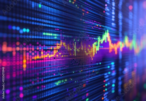 Colorful Digital Stock Market Data Display With Graph