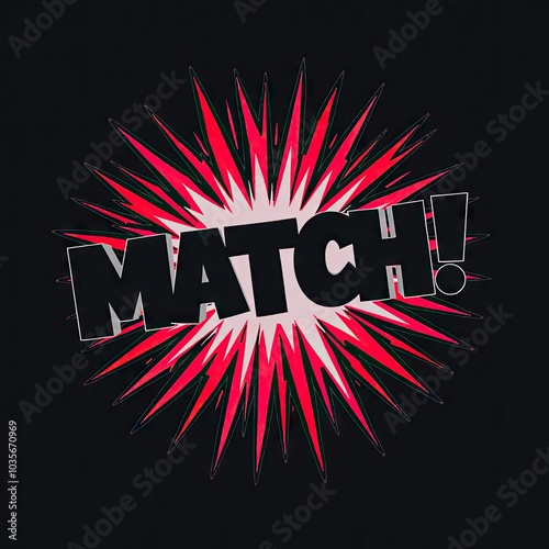 Dynamic MATCH! Text in Pop Art Style for Dating Apps and Matchmaking Services Marketing photo