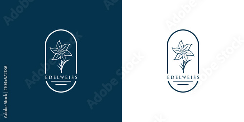 Unique edelweiss flower logo design premium vector