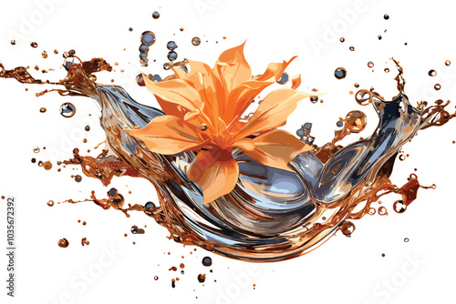 orange water splash isolated on white