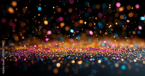 3D neon rendered background with geometric elements and particles. Perfect for night party posters or banners.