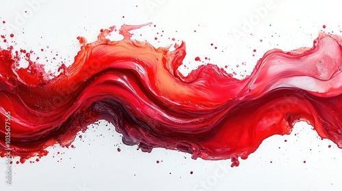 dynamic red paint splash against a white background showcasing the beauty of abstract art and the vibrancy of color creating an eyecatching focal point