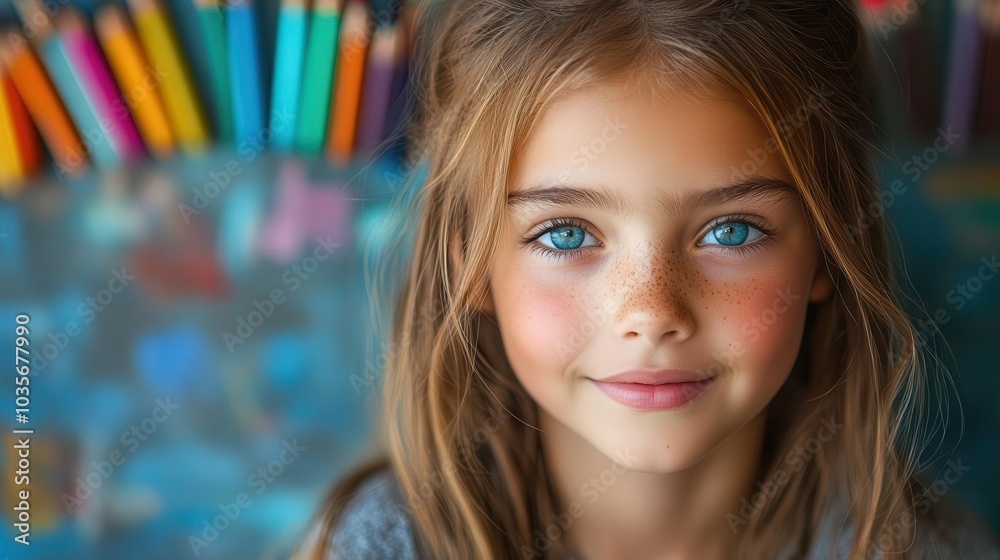 eager girl in an art class surrounded by colorful pencils and sketches her face lit up with delight as she learns to draw eager girl in an art class surrounded by colorful pencils and sketches her face lit up with delight as she learns to draw