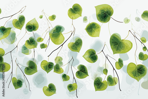 Vine plant, Branch creeper leaf green, Liana tropical nature isolated on white background. Clipping path Include.