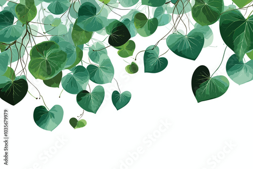 Vine plant, Branch creeper leaf green, Liana tropical nature isolated on white background. Clipping path Include.