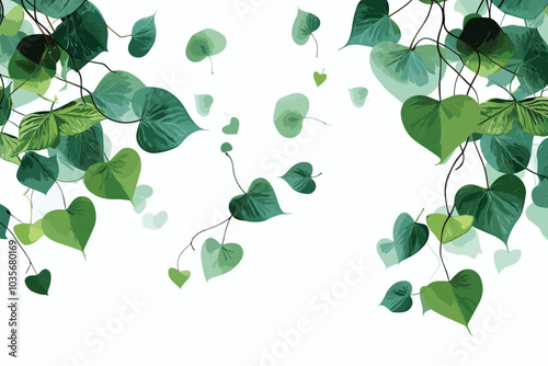 Vine plant, Branch creeper leaf green, Liana tropical nature isolated on white background. Clipping path Include.