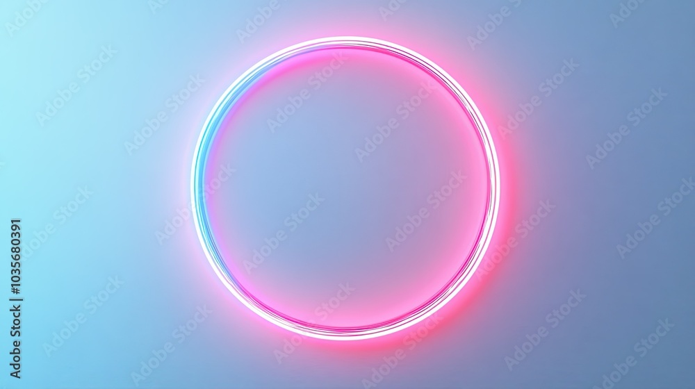Abstract neon circle on a blue background. Abstract neon circle on a blue background.