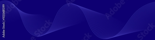 Abstract background with lines and waves. Web banner size. Element for design isolated. Vector background for brochure, booklet, flyer, poster. Blue gradient