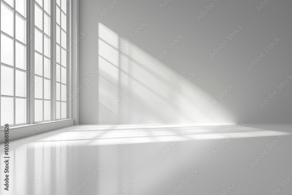 Sunlight streaming through a window in a white room Sunlight streaming through a window in a white room