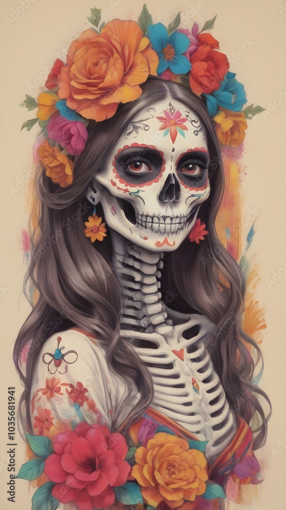 Day of the Dead Themed Skeleton Portrait Day of the Dead Themed Skeleton Portrait