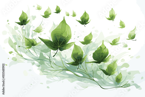 Vine plant, Branch creeper leaf green, Liana tropical nature isolated on white background. Clipping path Include.