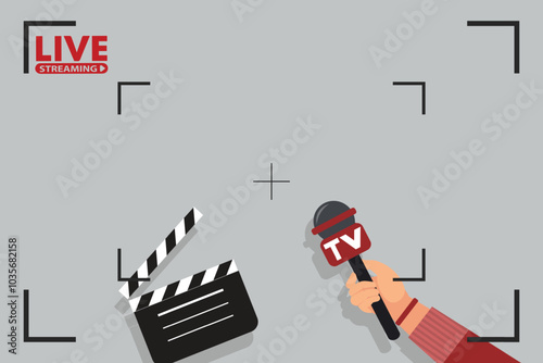 illustration of a press conference microphone or journalistic interview