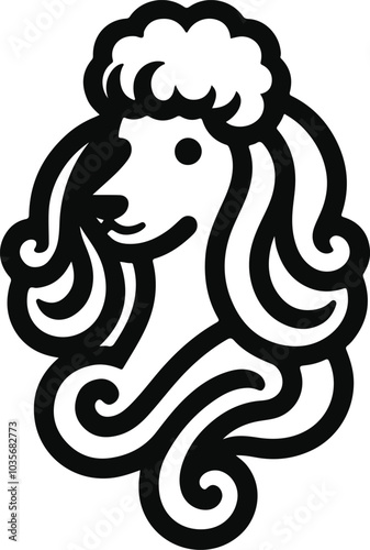 hand-drawn line art illustration of a Toy Poodle in a side view