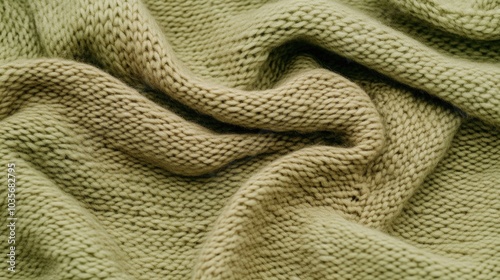 Close-up of knitted cotton fabric with white lettering on dark green, showcasing intricate texture and vibrant colors