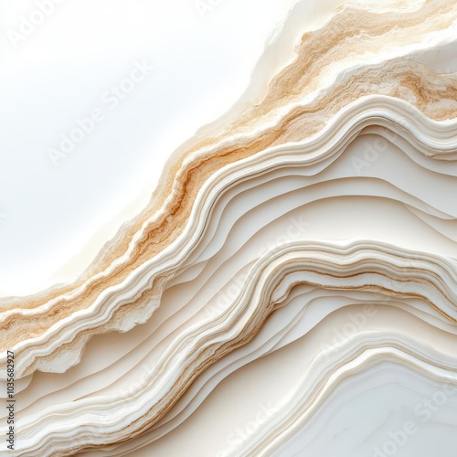 Abstract white and beige layered paper texture background.