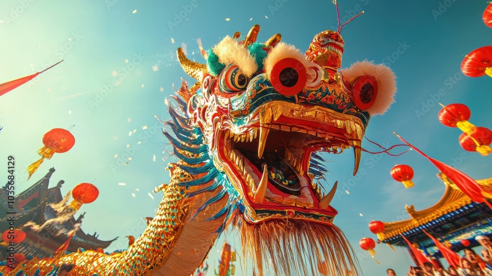 Colorful Chinese Dragon at Parade Colorful Chinese Dragon at Parade