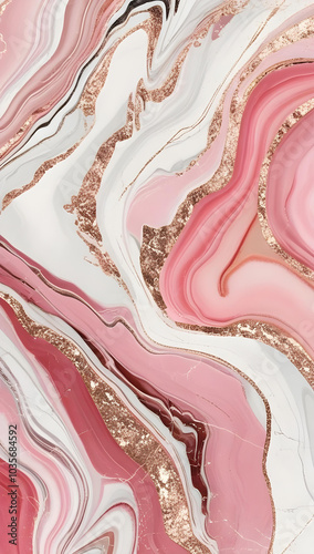 Elegant Pink and Gold Marble Texture with Fluid Art Design