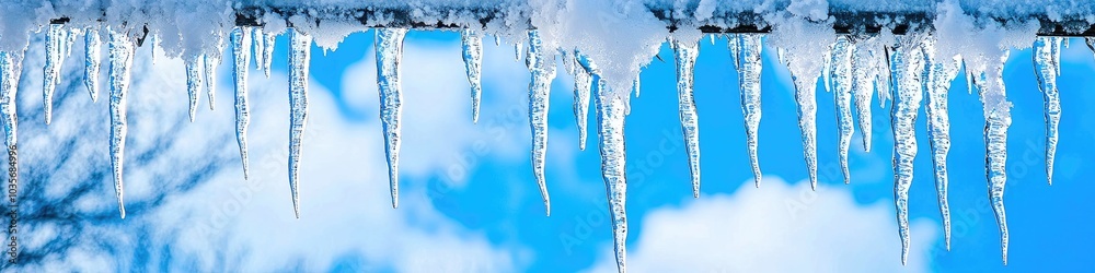 icicles from the roof of the house. selective focus icicles from the roof of the house. selective focus
