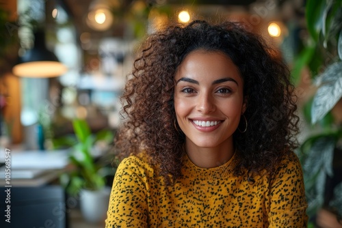 Woman on video call in office, Generative AI