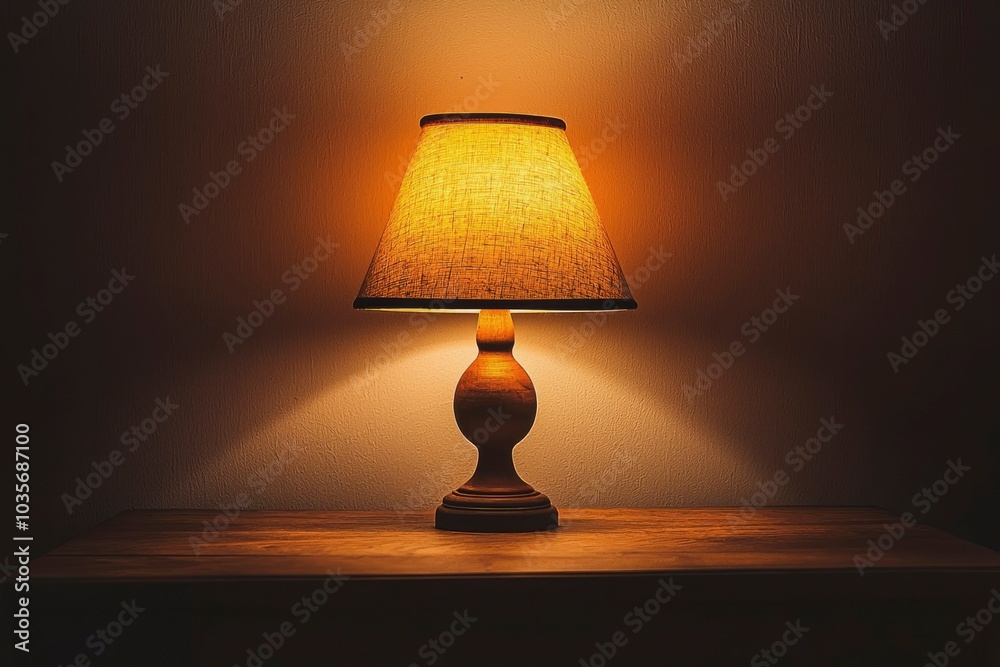 Illuminated Wooden Table Lamp with Linen Shade Illuminated Wooden Table Lamp with Linen Shade