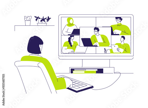 Remote team connection abstract concept vector illustration.