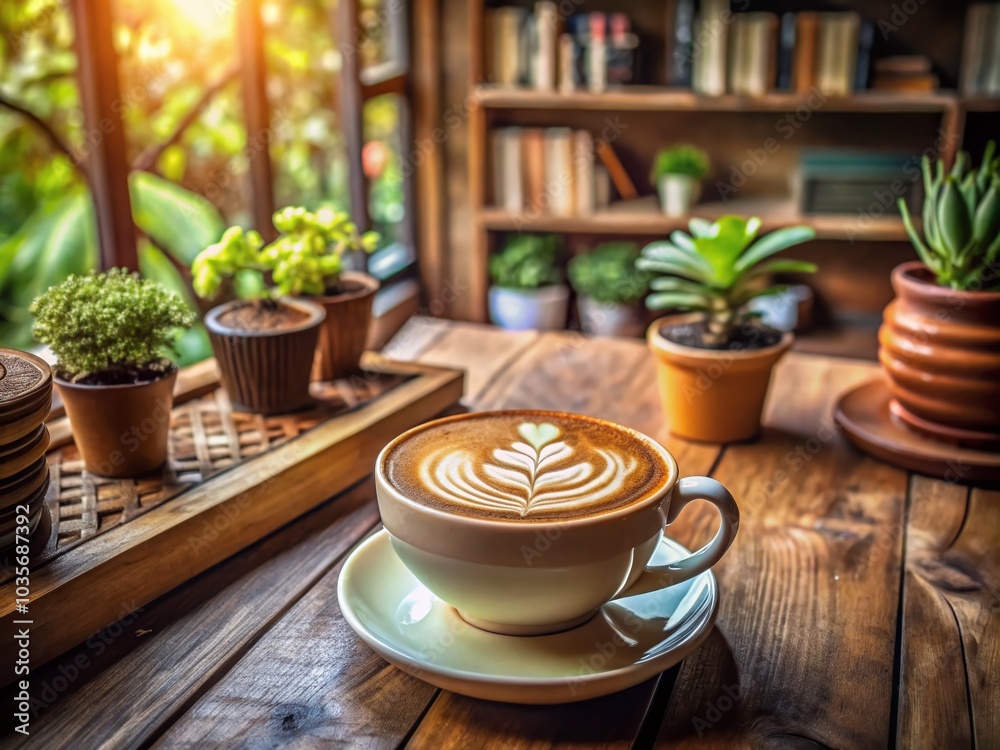 Delightful Latte Art in a Cozy Cafe Setting for Coffee Lovers Delightful Latte Art in a Cozy Cafe Setting for Coffee Lovers