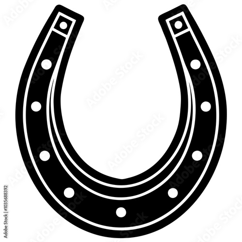 Horseshoe icon, Good luck symbol, Horseshoe vector silhouette 
